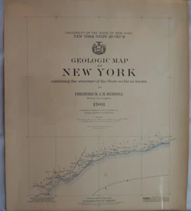 Antique Colored Map New York State Museum 1901 Geologic Ontario West - Picture 1 of 9