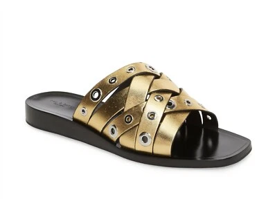 Rag & Bone 261965 Womens Hartley Gold Slide Sandals Size 8 Medium - Image 1 of 4