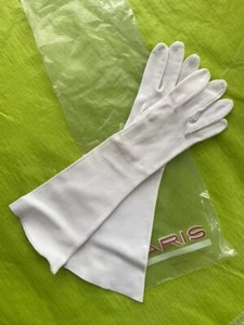 Aris Imported White Gloves Formal Made in Italy Sz 37 / Sz 6.5 Washable w Bag - Picture 1 of 2