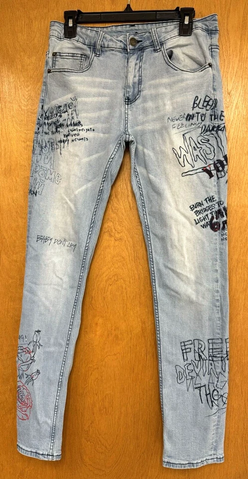 Pantalones de mezclilla para hombre Young & Reckless 31 azul algodón elástico pierna ajustada cremallera mosca Foto 1 de 4