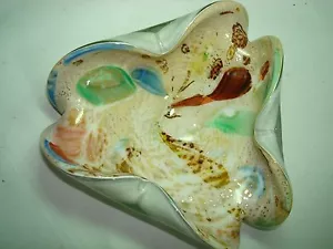 Ciotola in vetro artistico di Murano anni 50 tirata e piegata vetro artistico italiano foglia argento - Foto 1 di 7