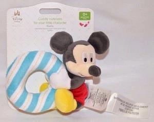 NWT-RARE-DISNEY STORE BABY-CLASSIC MICKEY MOUSE BLUE STRIPED RATTLE RING -CUDDLY - Imagen 1 de 4