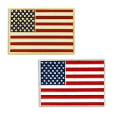 PinMart's 2 Pack Made in the USA Rectangle American Flag Enamel Lapel Pins