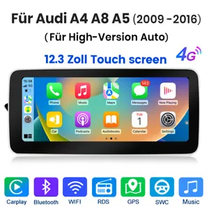 Carplay GPS Navi Für Audi A4 B8 A5 09-16 Android 12 Autoradio WIFI 4G DSP DAB+BT - Bild 1 von 9