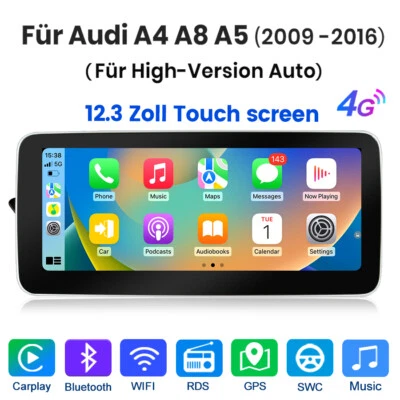 Carplay GPS Navi Für Audi A4 B8 A5 09-16 Android 12 Autoradio WIFI 4G DSP DAB+BT - Bild 1 von 4