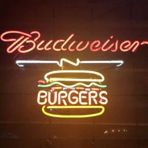 Burgers Food Beer Neon Sign Lamp Beer Bar Restaurant Wall Decor 24"x20" - Picture 1 of 1