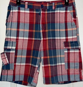 Lands' End Boy’s Plaid Cargo Shorts w/Adjustable Waist Size 20 Husky - Picture 1 of 3