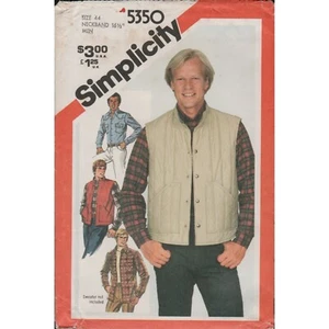 Simplicity 5350 Mens 1980s Western Shirt & Quilted Vest Pattern Size 44 Uncut - Picture 1 of 4