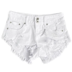 Cotton On White Denim Frayed Hot-Pants Shorts | Size 6 | Excellent Condition - Picture 1 of 3