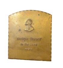 Vintage Copper Bookend Bible verse “Delight Thyself In The Lord” PS 37:4