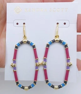 New KENDRA SCOTT Fashion 821 Orchid Mix Essie Open Frame Earrings - Picture 1 of 3
