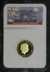 2005 Australia $25 Gold 150th Anniv. Sovereign NGC Gem PR One Of 1st 1000 Struck - Picture 1 of 2