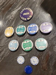 #63 Lot Vintage Chicago 78,81,82 Union AFL CIO CARPENTERS Pin Pinback Button UBC - Picture 1 of 4