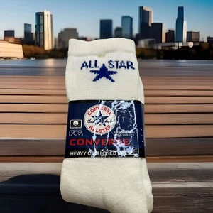 VTG Socks Converse Cushioned Crew White Royal 10-13 Duraspun 1990's USA NOS Star - Picture 1 of 4