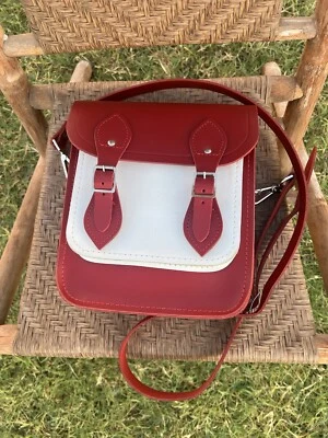 THE CAMBRIDGE SATCHEL COMPANY X CHRIS BENZ CROSSBODY BAG RED AND WHITE LEATHER - Image 1 of 4