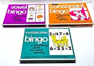 Vowel, Consonant, Multiplication Bingo School Card Learning Games (Set of 3) - Picture 1 of 7