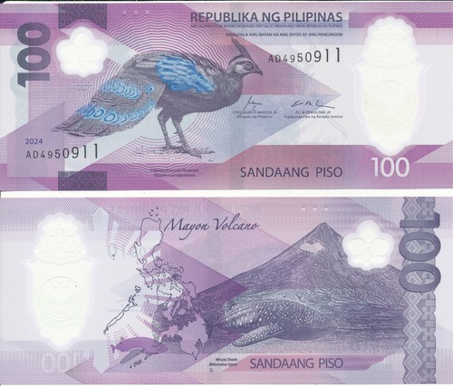2024 Philippines 100 Piso Note: Low Number APU00004, 3-letter Prefix - Ireland