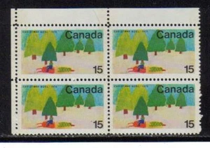 1970 Canada SC# 530p UL Christmas Snowmobile & Trees Plate Block M-NH # 2265a - Picture 1 of 1
