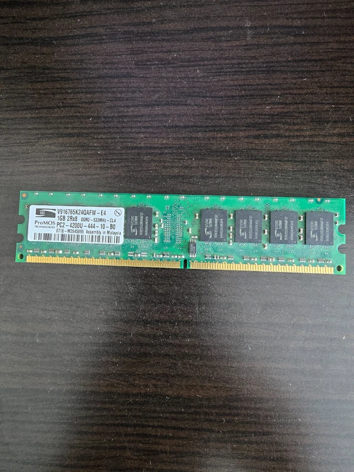 RAM de escritorio ProMOS 1 GB DDR2 PC2-4200 533 MHz (V916765K24QAFW-E4) - sin probar Foto 1 de 1