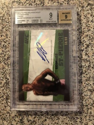 2010 topps ufc knockout autograph GREEN # AGSP Georges St-Pierre BGS 9 #ed / 88 - Image 1 of 4