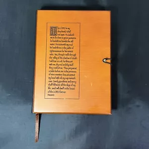 Penman Journal Leather Spine Wood Cover Gold Edge Pages Bible Psalm 23 RARE - Picture 1 of 13
