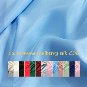 1yard*114cm, Quality 12 momme Crepe Silk Fabric CDC Pure Silk Crepe De Chine - Picture 1 of 18