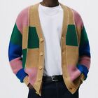 Coat Knitwear Men's Color-Matching Polyester Sweater Casual Knit Cardigan Jacket