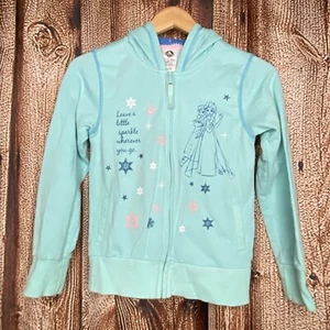The Disney Store Girl’s Zip Up Hoodie Frozen Elsa & Anna Size 9/10 EUC - Picture 1 of 4