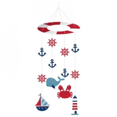 Nautical Baby Hanging Mobil Cutouts 9" x 24" Paper Baby Shower Decorations - Image 1 of 2