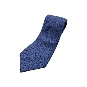 HERMES Neck tie Navy Blue Silk Logo japan seller N0202 05 Made in France - Picture 1 of 5
