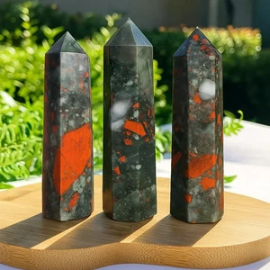 Natürlicher afrikanischer Blutstein Kristall Turm Spitze Stäbe Chakra Reiki Obelisk Dekor - Bild 1 von 4