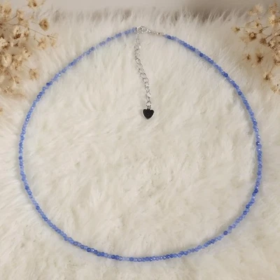 Blue Aventurine 2mm Beaded Choker Minimalist Dainty Crystal Women Necklace Gift - Image 1 of 4