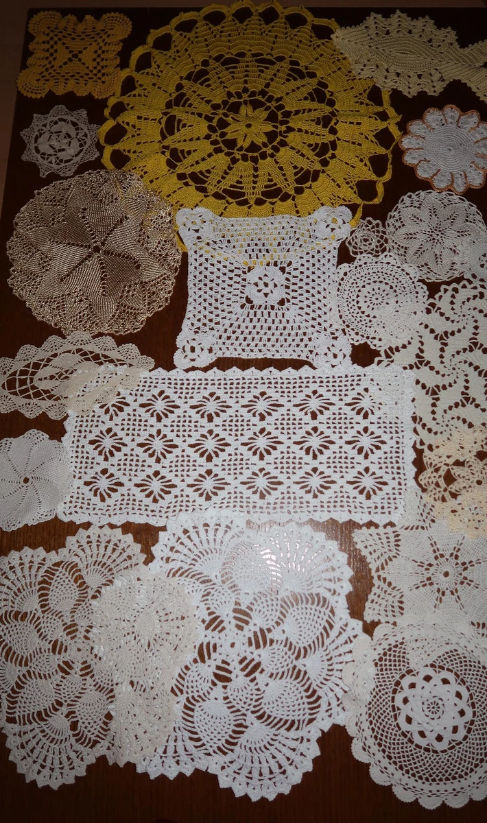 Runde Gehäkelte Tischdeckchen – 40 Cm Durchmesser, Beige Baumwolle, Handgefertigt