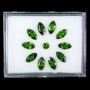 Lote de 11 piedras preciosas corte marquesa natural superior cromo verde diopsido 6,70 quilates 8x4 mm - Imagen 1 de 14