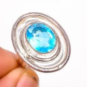 Blue Topaz Gemstone Silver Plated Jewelry Ring s.5.5 TR7508-2014 - Picture 1 of 3