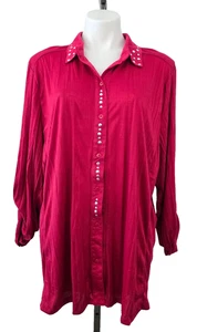 French Laundry Oberteil mit Kragen und Nieten und Knopfleiste rot 22/24 - Bild 1 von 5