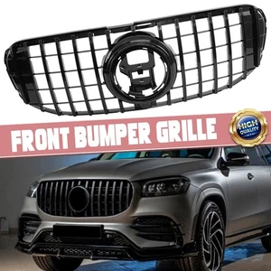 Front Bumper Grille Hood Grill Gloss Black For Benz X167 GLS450 GLS580 2020-2023 - Picture 1 of 11