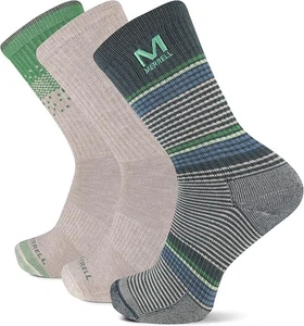 Merrell Unisex Adult Wool Everyday Hiking Crew Socks - 3 & 6 Pairs-SILVE-M/L - Picture 1 of 2