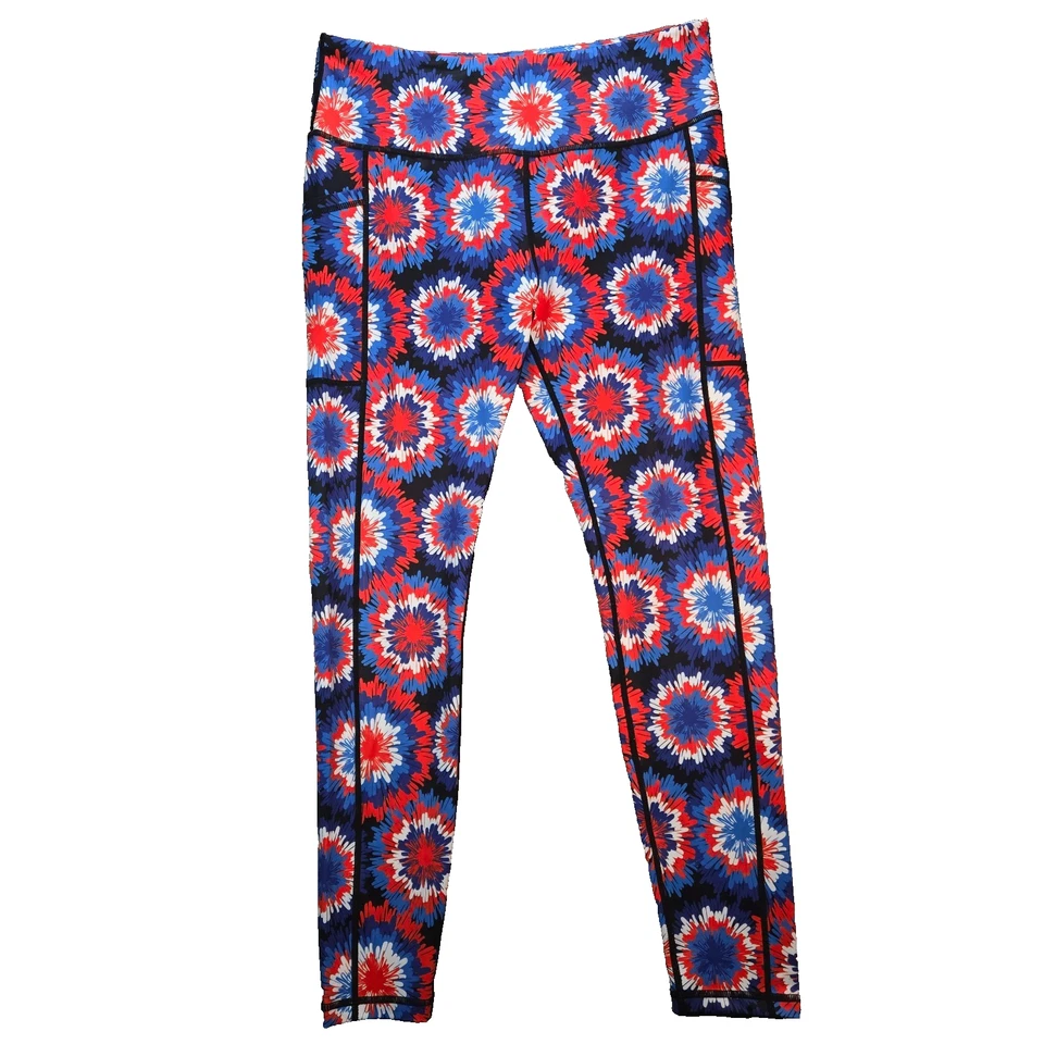 Constantly Varied Gear Ankle Leggings L Red White Blue Bursts Squat Approved CVG - Image 1 of 4