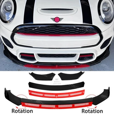 Alerón de parachoques delantero rojo brillante divisor de labios para Mini Cooper R55 R56 F55 F56 JCW Foto 1 de 4