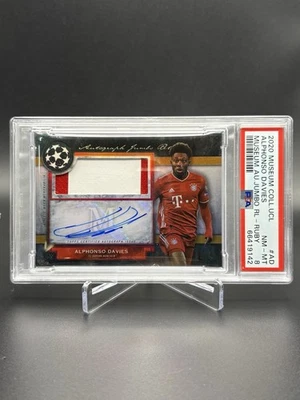 2020 Topps Museum Collection UCL Alphonso Davies Auto Jumbo Patch 1/25 PSA 8 - Image 1 of 2