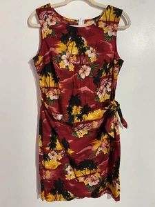 Pacific Legend Dress L Red Hawaiian Front-wrap Floral Hibiscus Tropical Resort - Picture 1 of 13
