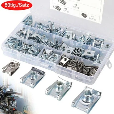 80Tlg Schnappmutter Blechmuttern Blechschrauben Gewinde Clip Mutter Sortiment - Bild 1 von 4