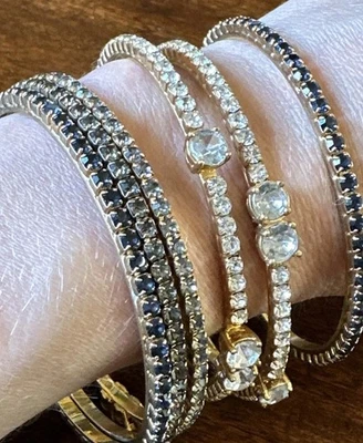 J. Lote de brazalete de cristal vintage Crew joya de vidrio placa dorada pila JCrew Foto 1 de 4