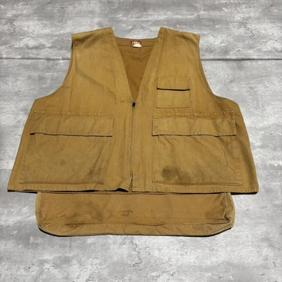 Vintage Ideal Hunting Vest Men's XL Brown Button Game Pouch Canvas - Image 1 of 4