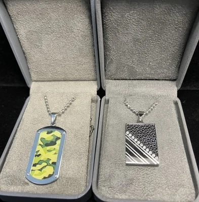 Lote de Collares Cincel - Lote de Dos Collares Nuevos de Acero Inoxidable de 22" - CIB Foto 1 de 4