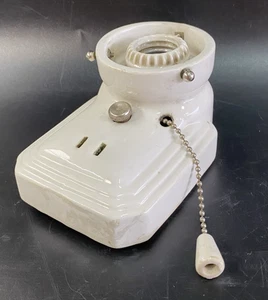 lampada porcellanato ART DECO porcellana tirare catena parete soffitto spina elettrica - Foto 1 di 14