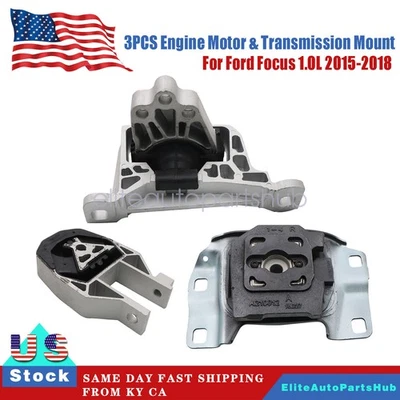 3PCS Engine Motor & Transmission Mount Fits For Ford Focus 2015 2016 2017 2018 - Image 1 of 4