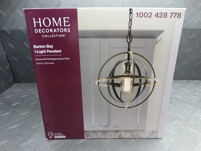 Home Decorators Barton Bay 1-Light Bronze & Champagne Pewter Orb Mini Pendant - Image 1 of 4