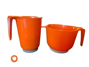 1970er 2 Rührschüsseln 20cm und 25cm orange Plastik Germany - Bild 1 von 4